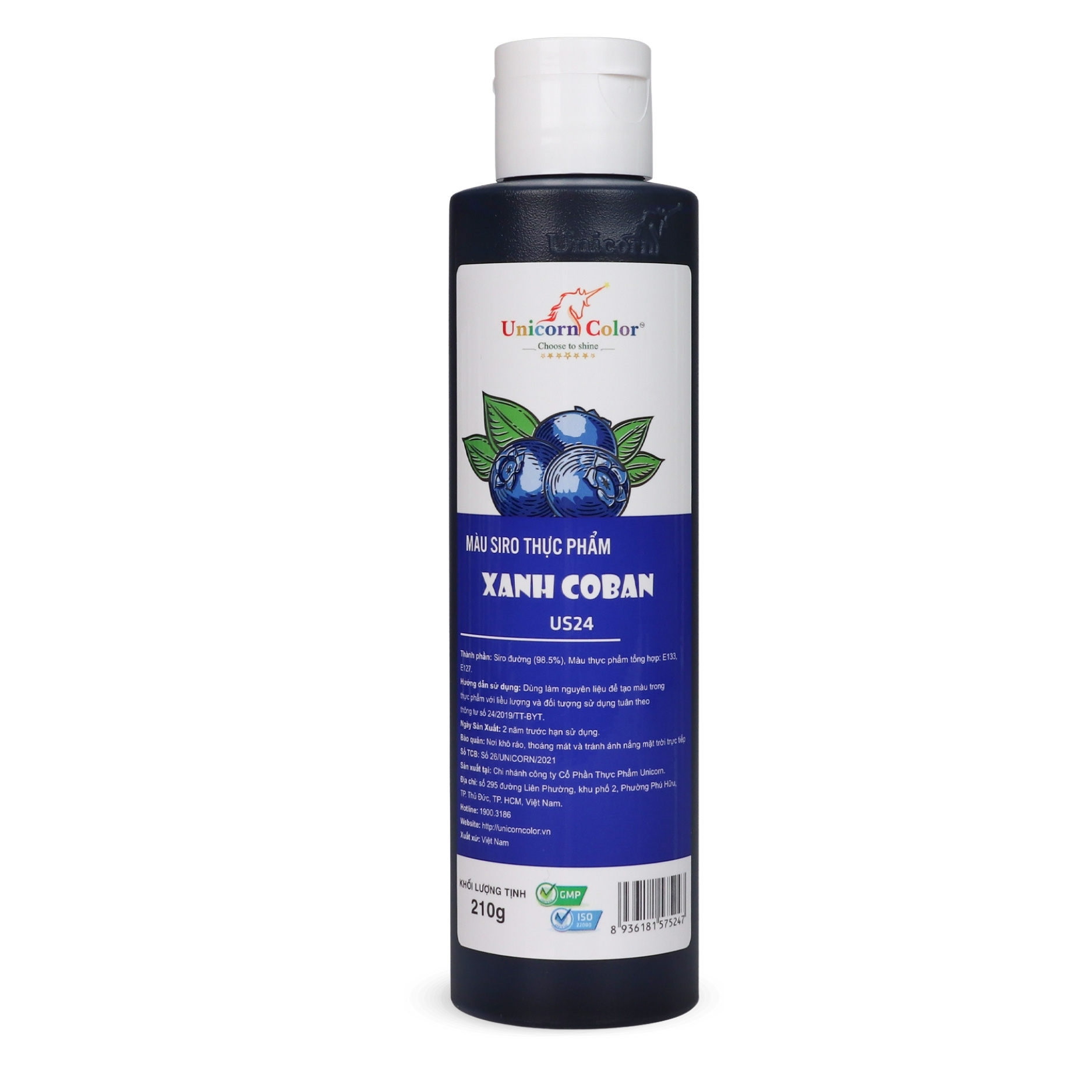 Màu Siro Unicorn Xanh Coban 210g
